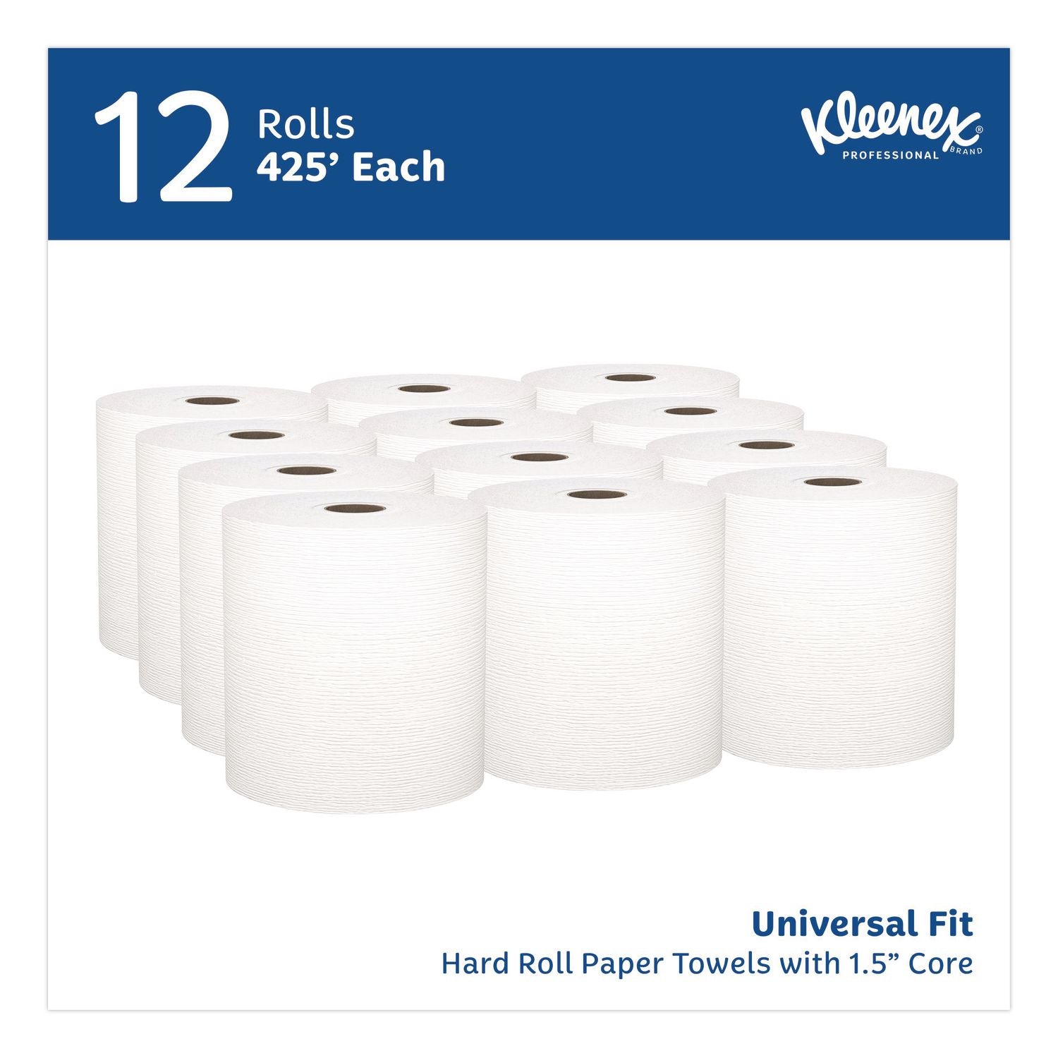 Hard Roll Paper Towels with Premium Absorbency Pockets, 1-Ply, 8" x 425 ft, 1.5" Core, White, 12 Rolls/Carton