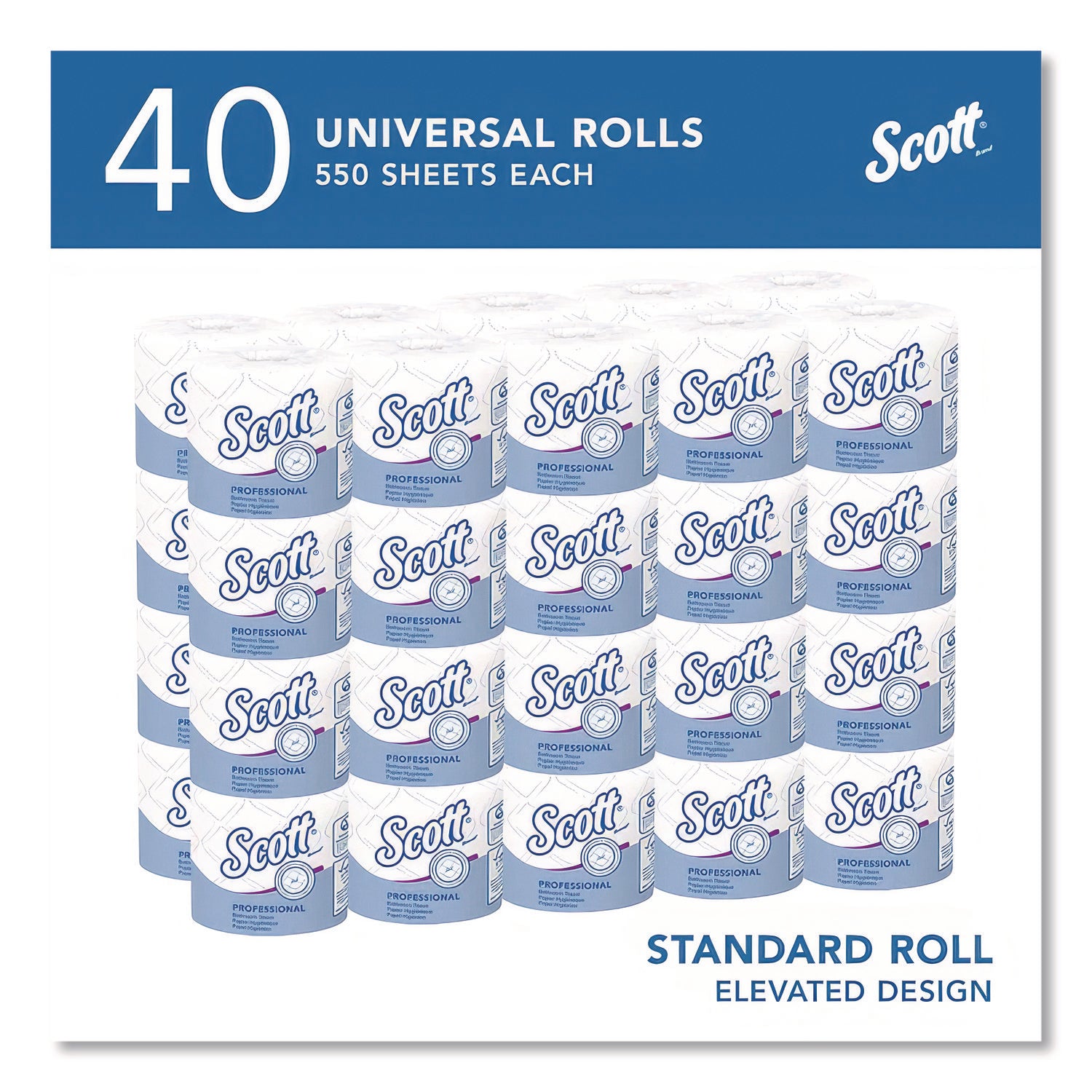 Essential Standard Roll Bathroom Tissue, Septic Safe, 2-Ply, White, 550 Sheets/Roll, 40 Rolls/Carton