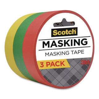 Expressions Masking Tape, 3" Core, 0.94" x 20 yds, Red, Green, Yellow, 3 Rolls/Pack