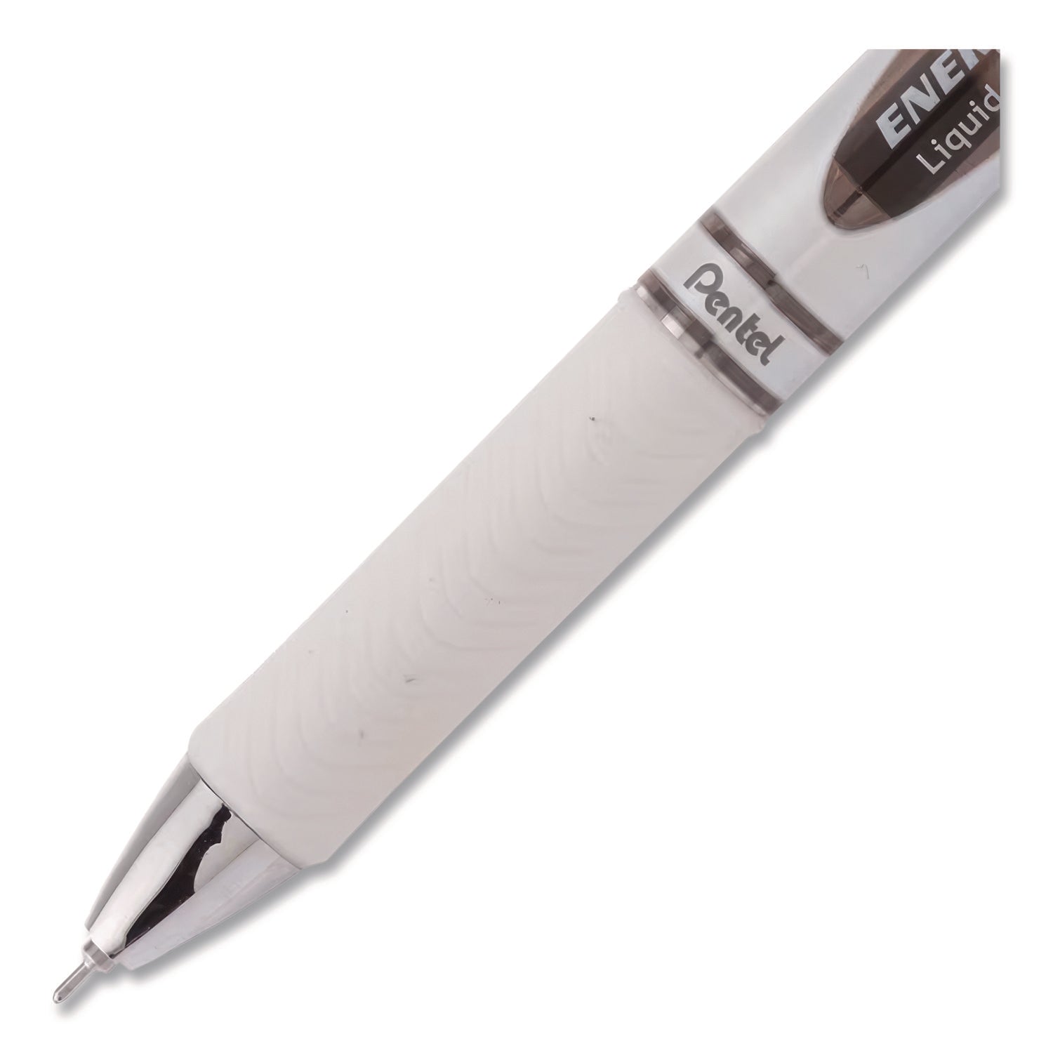 EnerGel Pearl Gel Pen, Retractable, Medium 0.7 mm, Black Ink, White/Black Barrel, Dozen