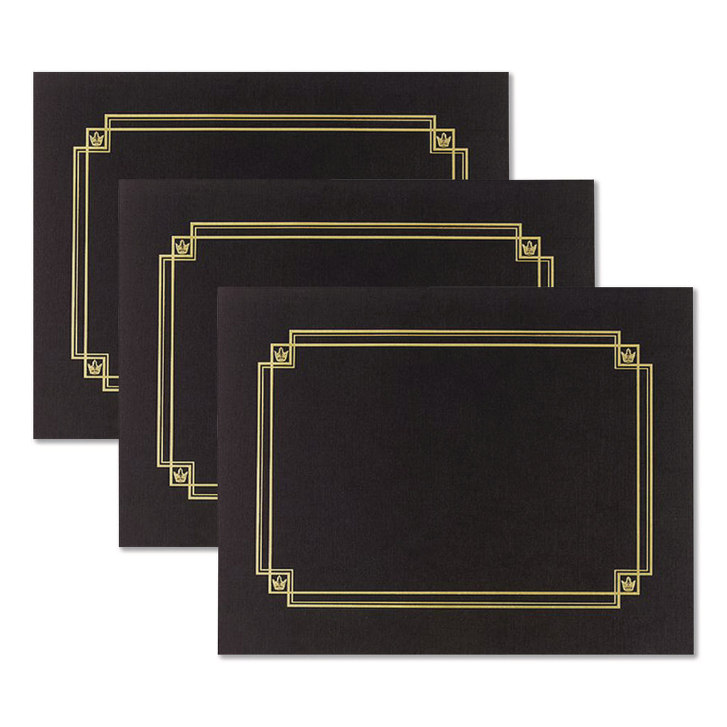 Premium Textured Certificate Holder, 12.65 x 9.75, Black, 3/Pack