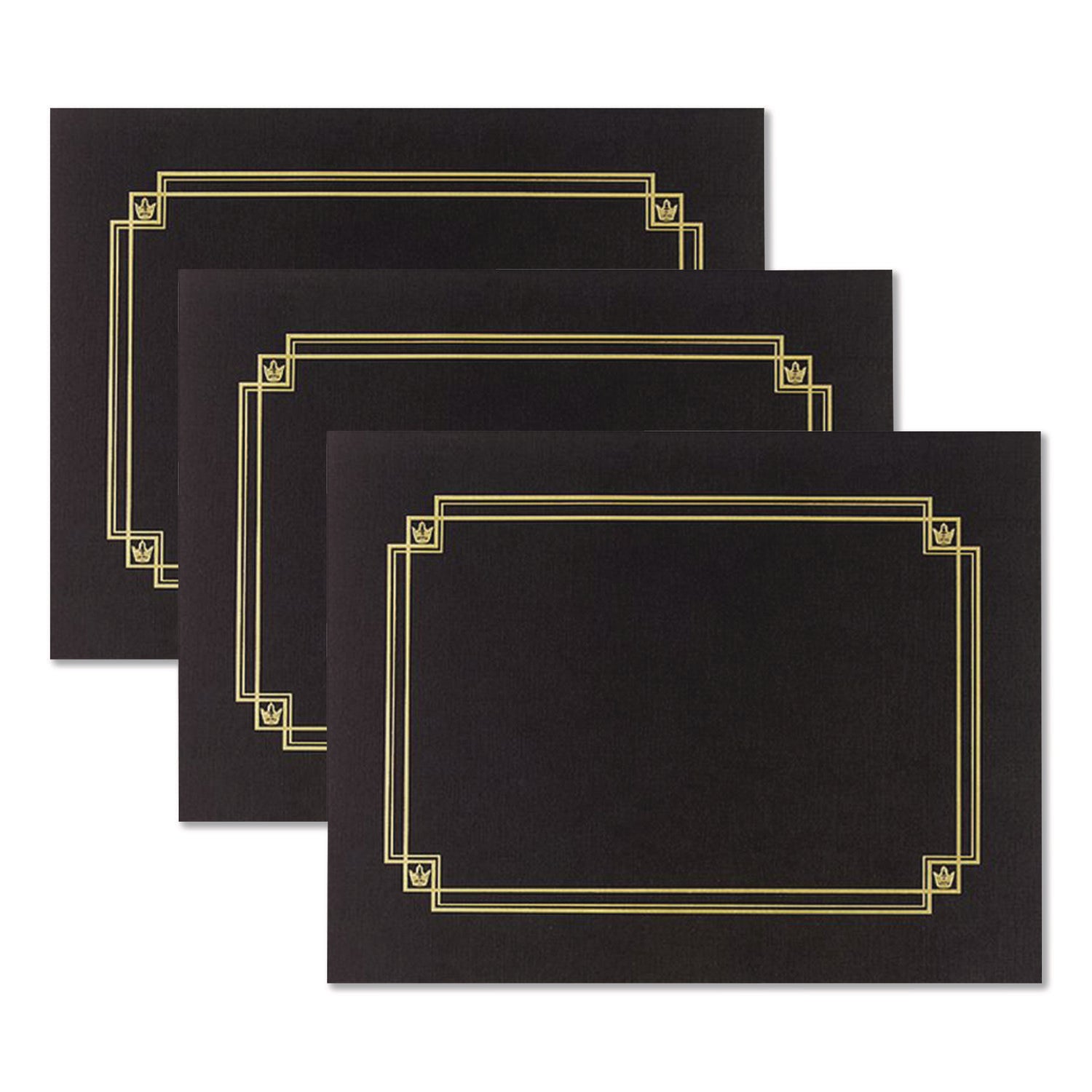 Premium Textured Certificate Holder, 12.65 x 9.75, Black, 3/Pack