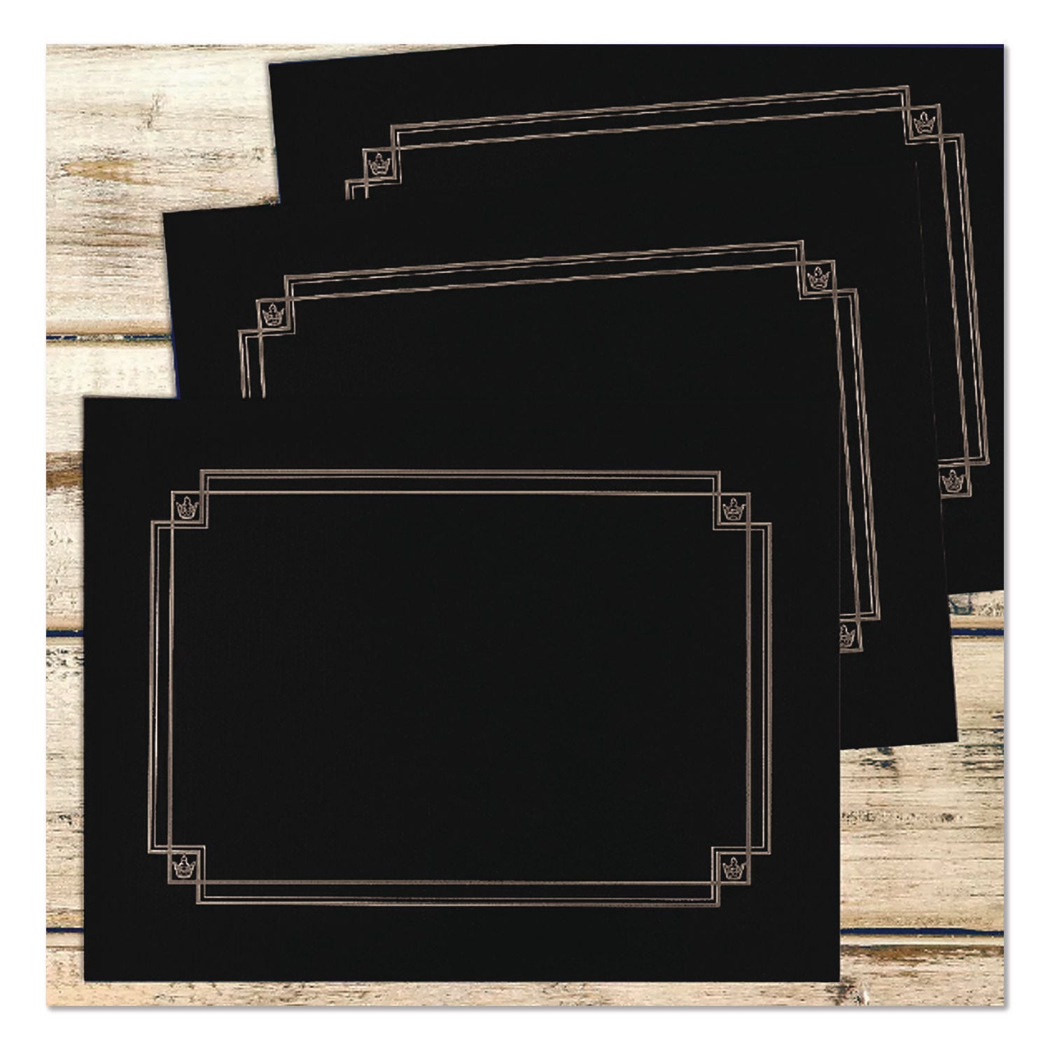 Premium Textured Certificate Holder, 12.65 x 9.75, Black, 3/Pack