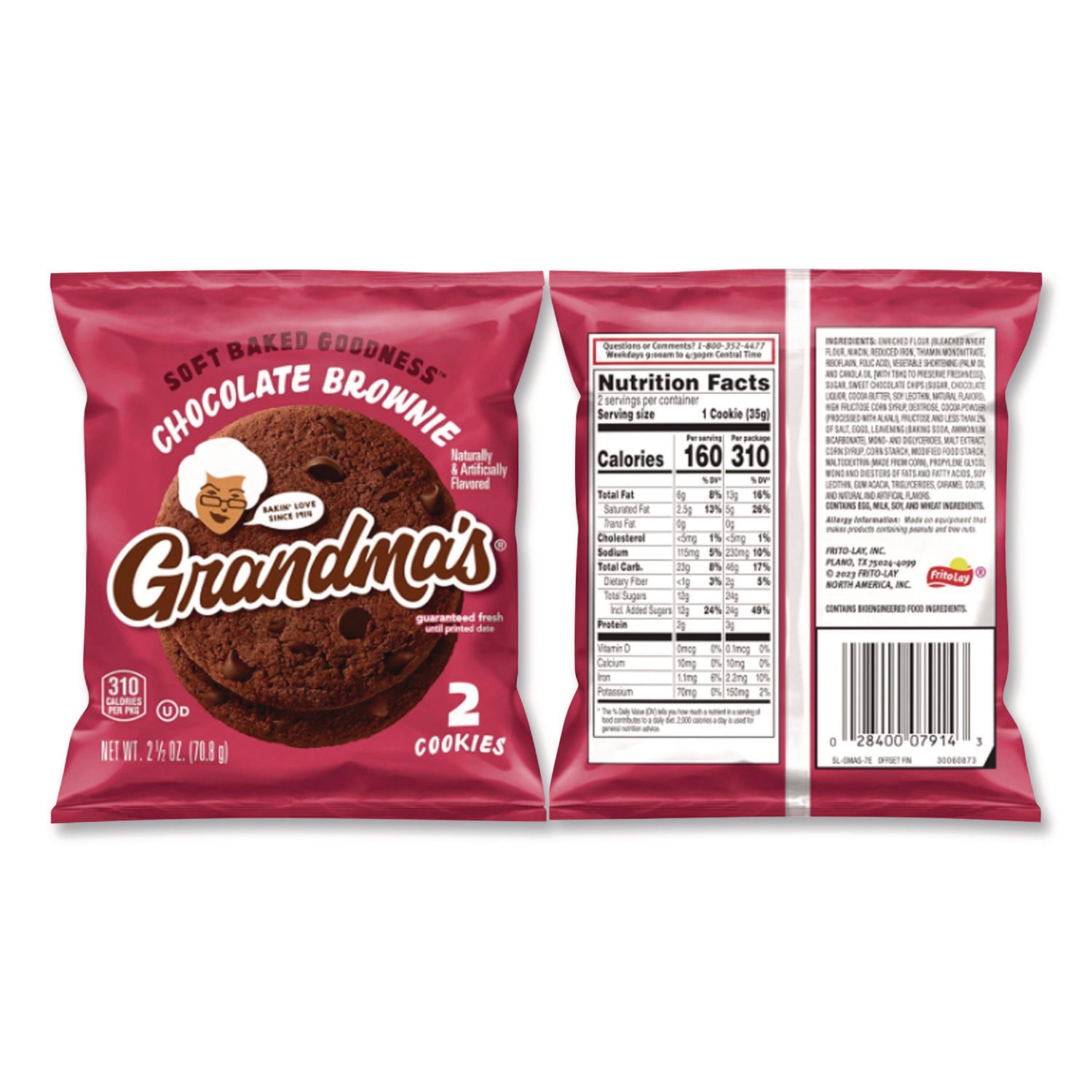 Cookies - Single Serve, Chocolate Brownie, 2.5 oz Packet, 60/Carton