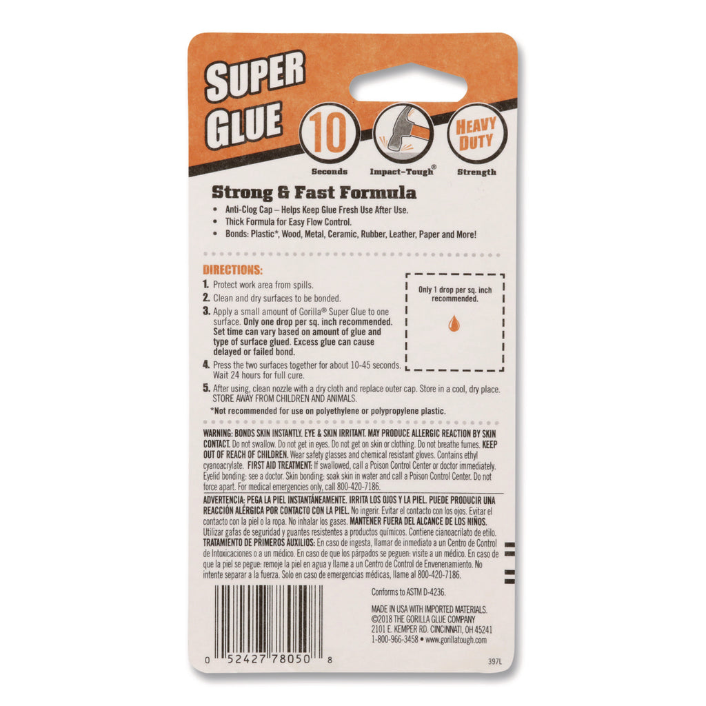 Super Glue, 0.53 oz, Dries Clear
