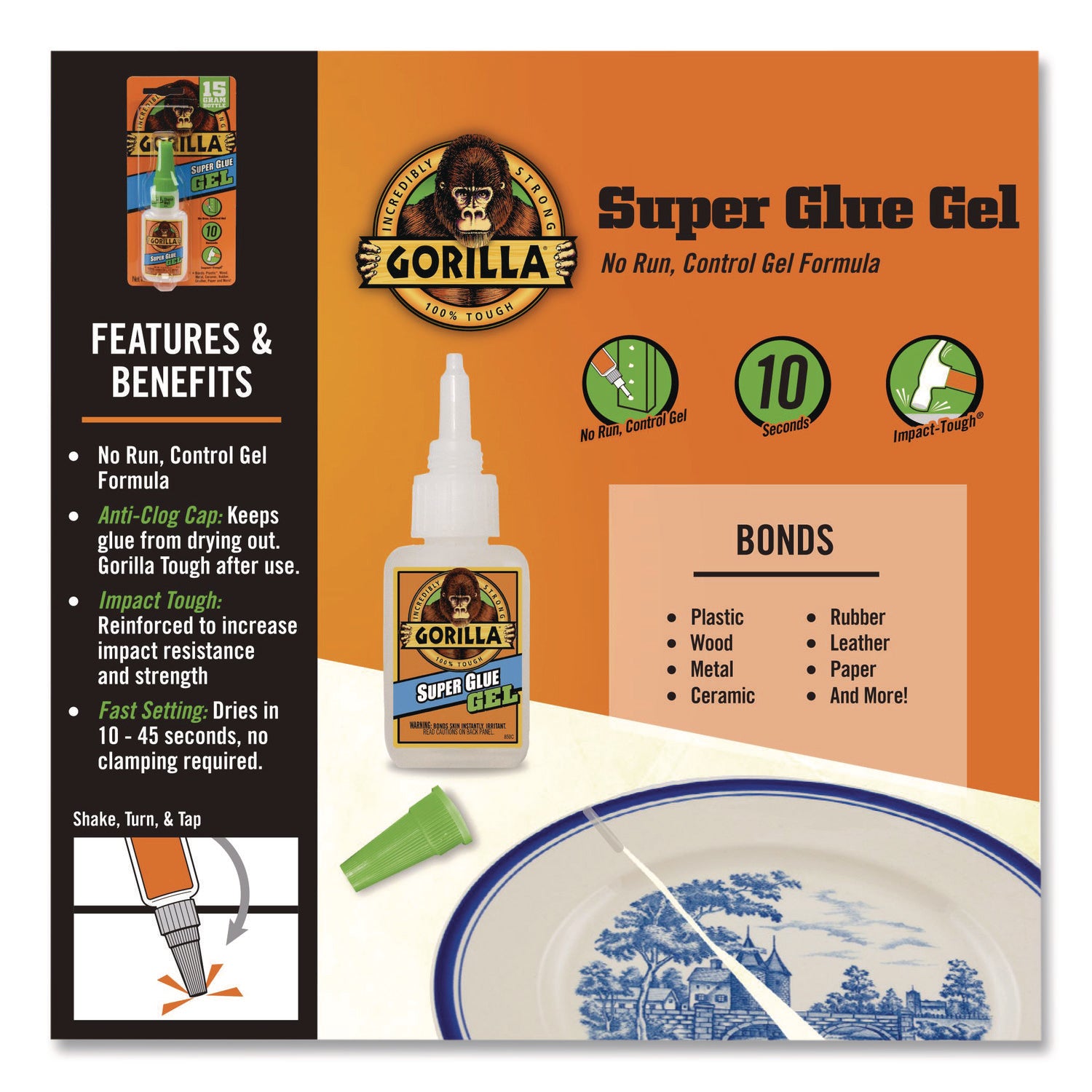Super Glue Gel, 0.53 oz, Dries Clear
