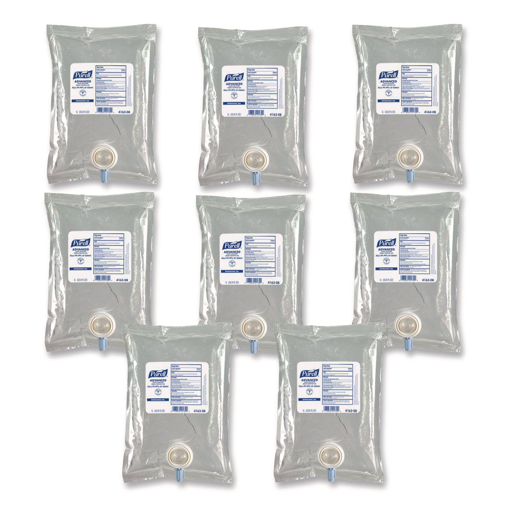 Advanced Hand Sanitizer Green Certified Gel Refill, For CS2 Dispensers, 1,000 mL, Fragrance-Free, 8/Carton