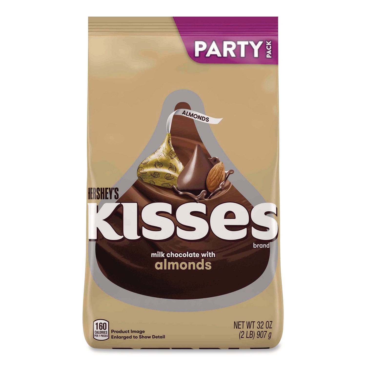 KISSES Milk Chocolate with Almonds, Party Pack, 32 oz Bag, Ships in 1-3 Business Days