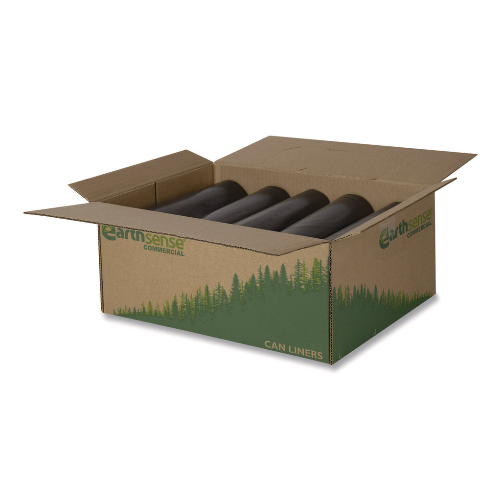 Linear Low Density Recycled Can Liners, 33 gal, 1.25 mil, 33" x 39", Black, 10 Bags/Roll, 10 Rolls/Carton