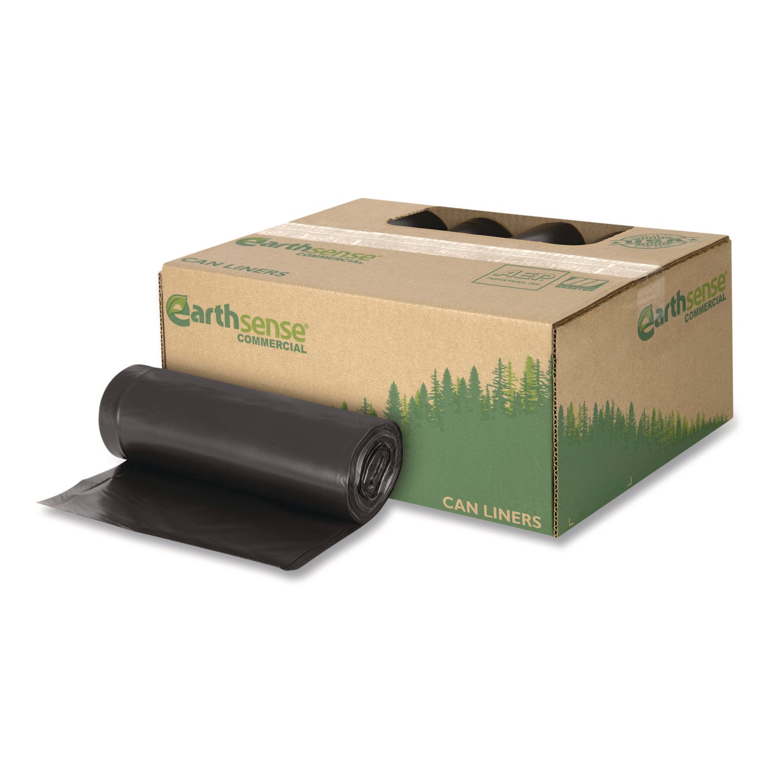 Linear Low Density Recycled Can Liners, 45 gal, 1.65 mil, 40" x 46", Black, 10 Bags/Roll, 10 Rolls/Carton