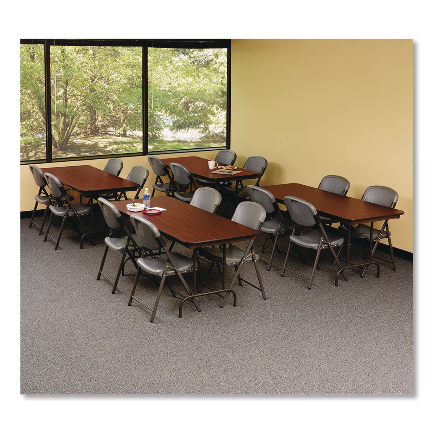 OfficeWorks Commercial Wood-Laminate Folding Table, Rectangular, 72" x 30" x 29", Mahogany