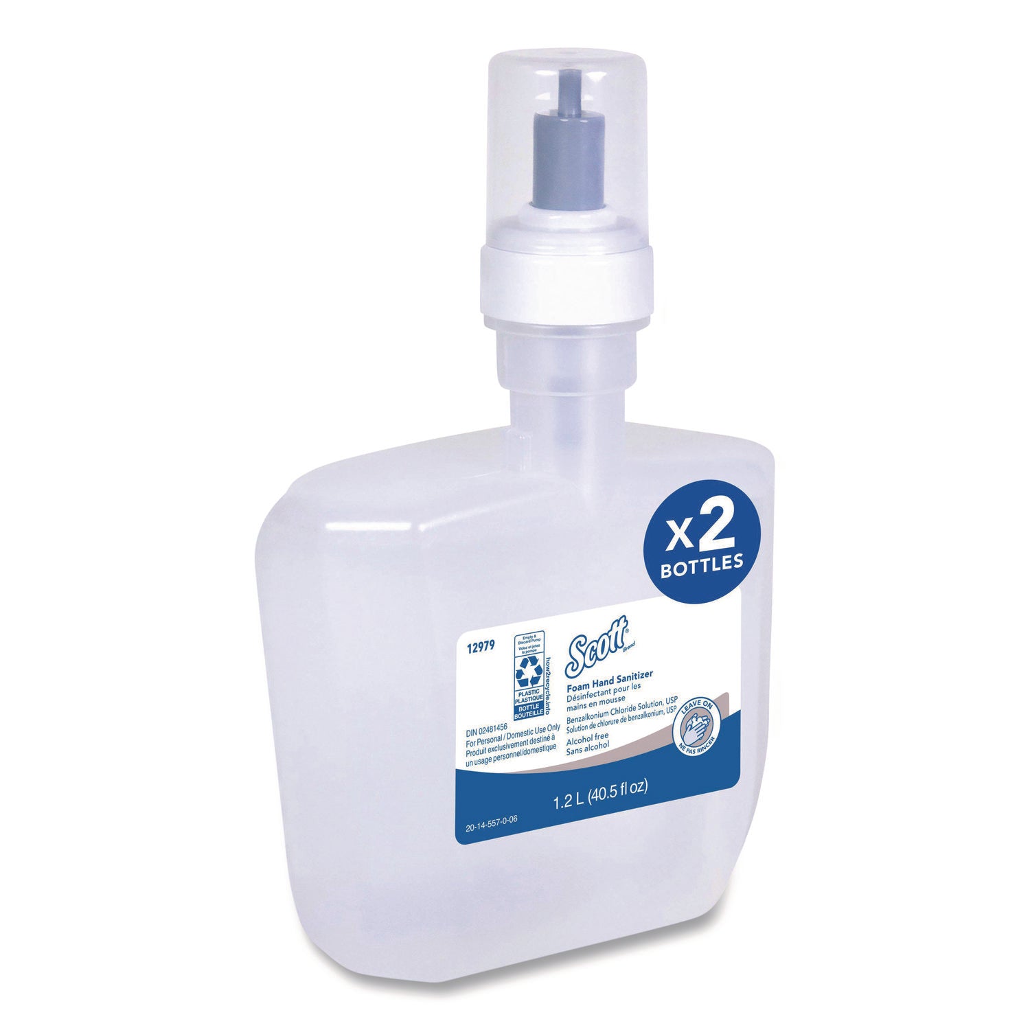 Essential Alcohol-Free Foam Hand Sanitizer, 1,200 mL, Unscented, 2/Carton