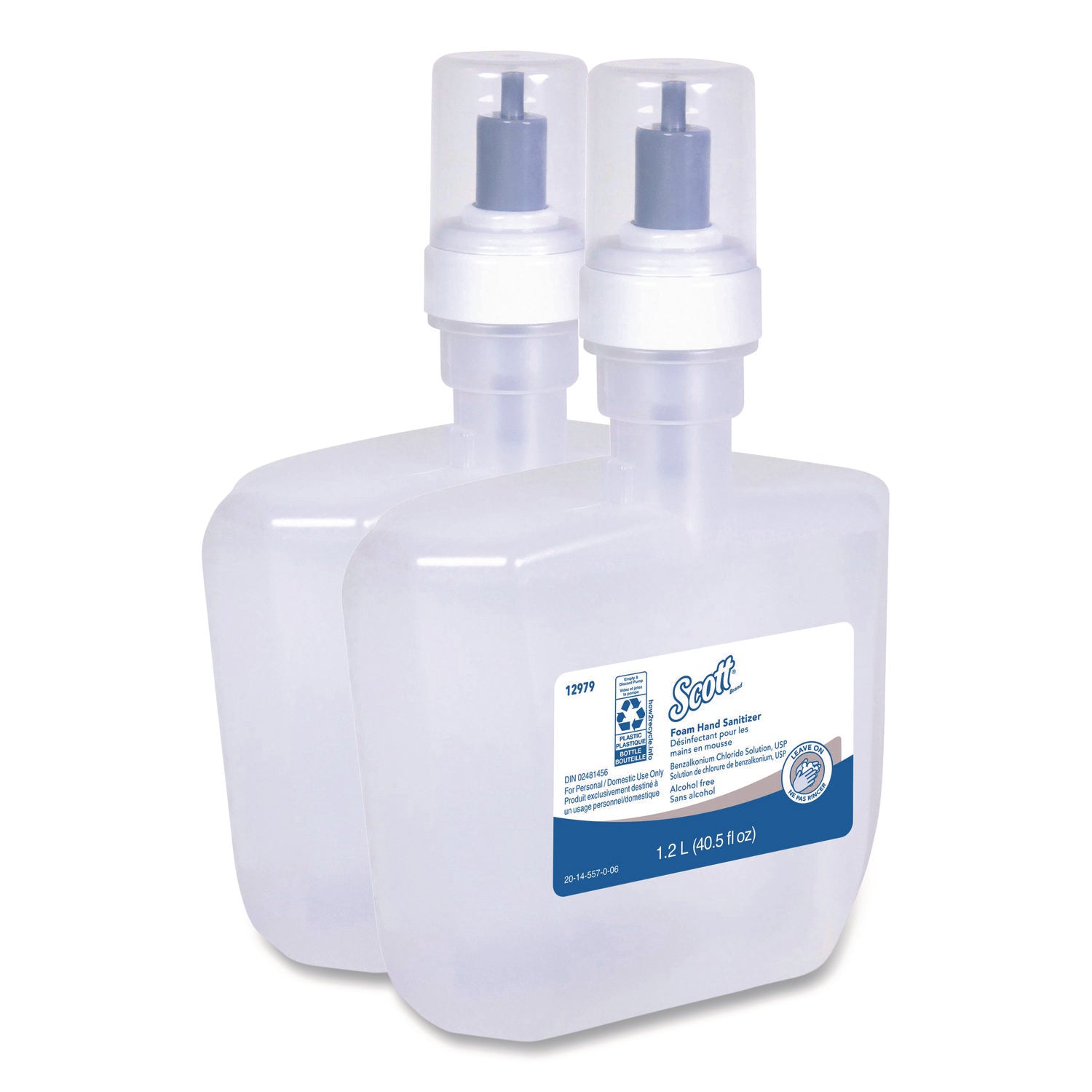 Essential Alcohol-Free Foam Hand Sanitizer, 1,200 mL, Unscented, 2/Carton
