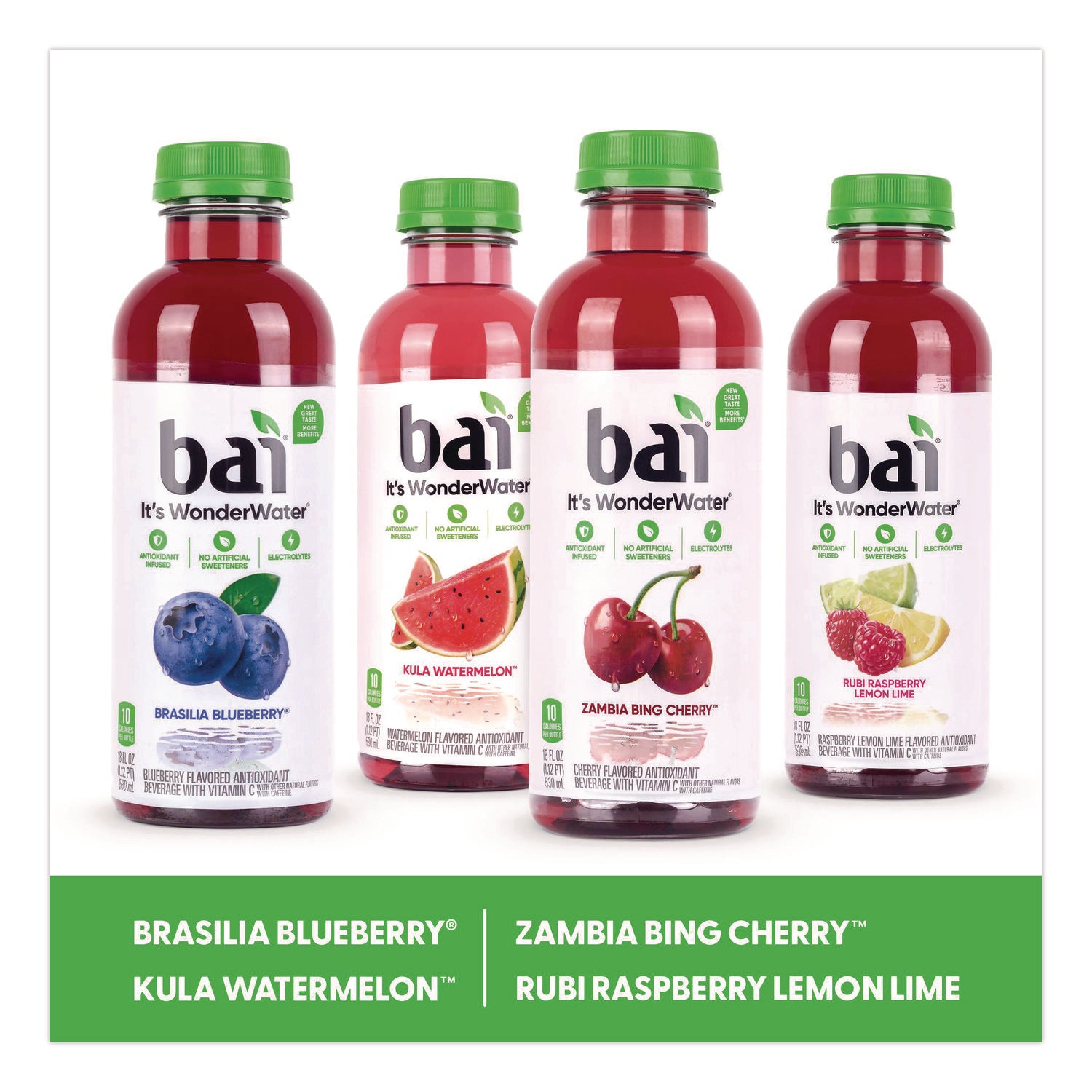 Antioxidant Infused Beverage, Variety Pack, 18 oz Bottle, 15/Carton, Ships in 1-3 Business Days