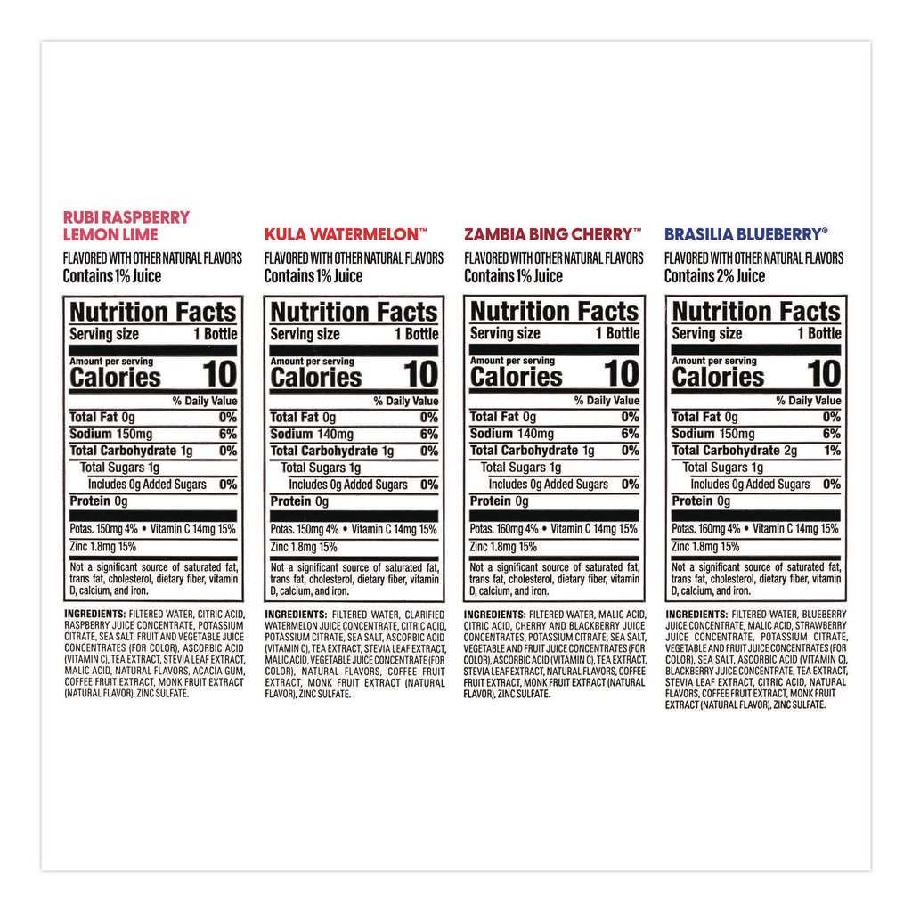 Antioxidant Infused Beverage, Variety Pack, 18 oz Bottle, 15/Carton, Ships in 1-3 Business Days