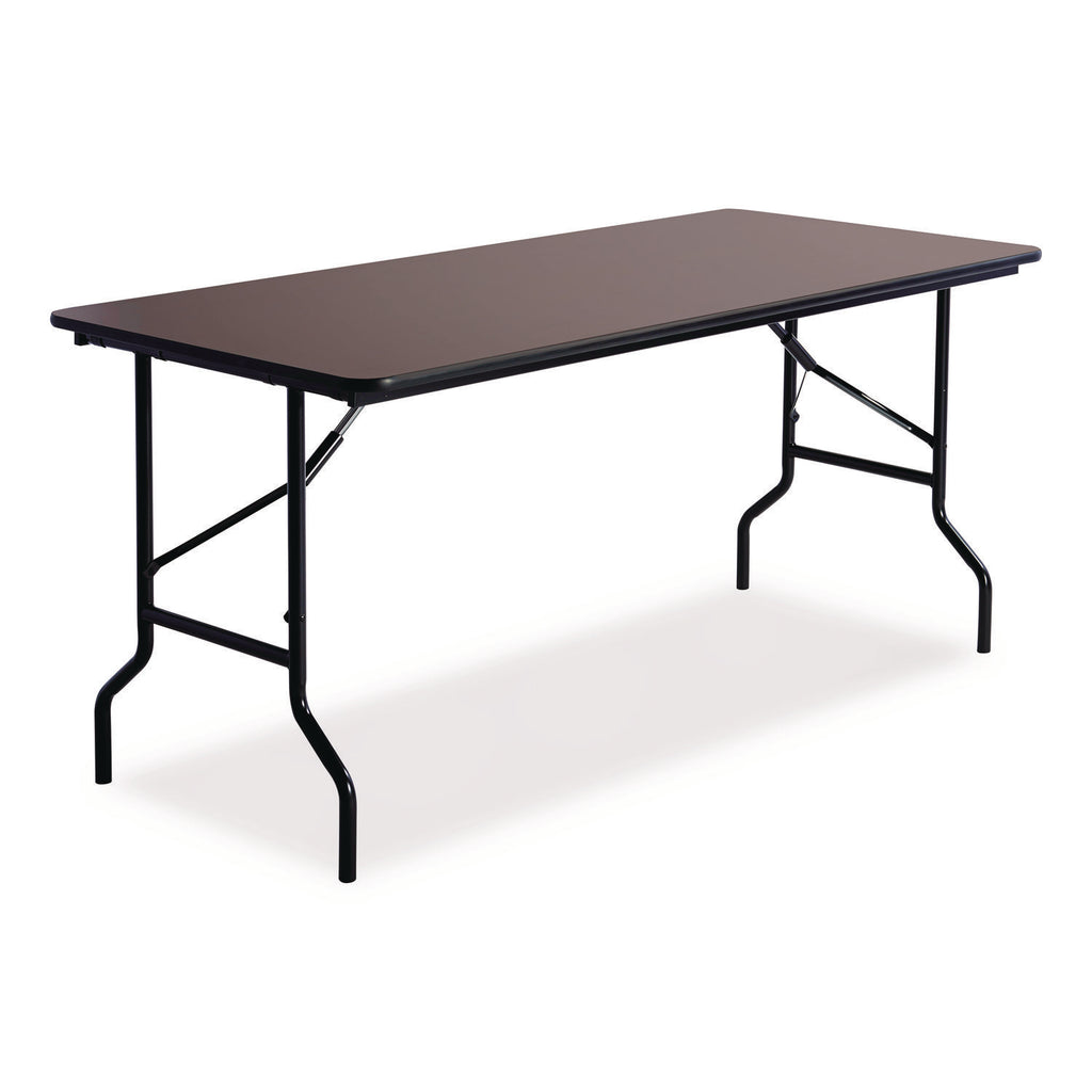 OfficeWorks Classic Wood-Laminate Folding Table, Curved Legs, Rectangular, 60" x 30" x 29", Walnut