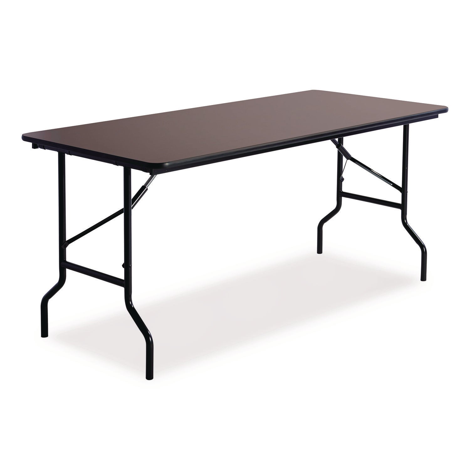 OfficeWorks Classic Wood-Laminate Folding Table, Curved Legs, Rectangular, 60" x 30" x 29", Walnut