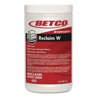 Betco Symplicity Reclaim W Laundry Powder - Concentrate Powder - 32 oz (2 lb) - Mild Chlorine ScentJar - 6 / Carton - Off White