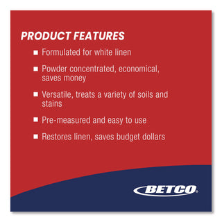 Betco Symplicity Reclaim W Laundry Powder - Concentrate Powder - 32 oz (2 lb) - Mild Chlorine ScentJar - 6 / Carton - Off White
