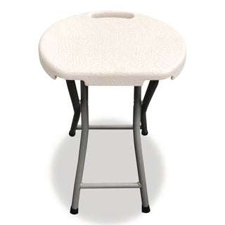 Rough n Ready Folding Stool, Backless, Supports Up to 300 lb, 18" Seat Height, White Seat, Charcoal Base, 4/Carton