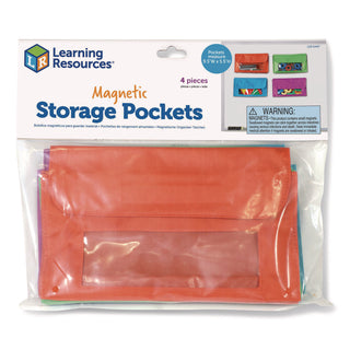 Learning Resources Magnetic Storage Pocket Set - 5.5" Height9.5" Length - Sturdy, Magnetic - Red - 4 / Set