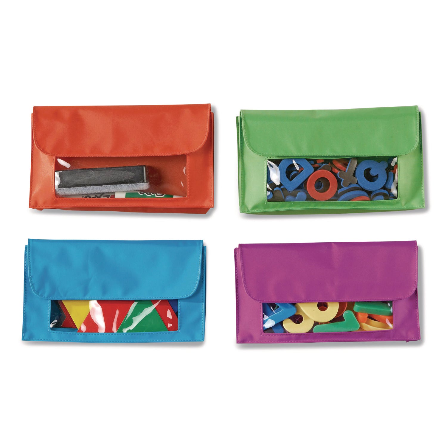 Learning Resources Magnetic Storage Pocket Set - 5.5" Height9.5" Length - Sturdy, Magnetic - Red - 4 / Set