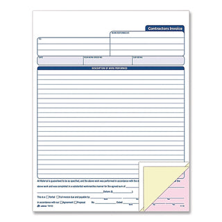 Adams Contractor's Invoice Book - 50 Sheet(s) - 3 PartCarbonless Copy - 8.37" x 11" Sheet Size - White - 1 Each