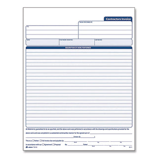 Adams Contractor's Invoice Book - 50 Sheet(s) - 3 PartCarbonless Copy - 8.37" x 11" Sheet Size - White - 1 Each