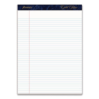 Gold Fibre Writing Pads, Narrow Rule, 50 White 8.5 x 11.75 Sheets, Dozen