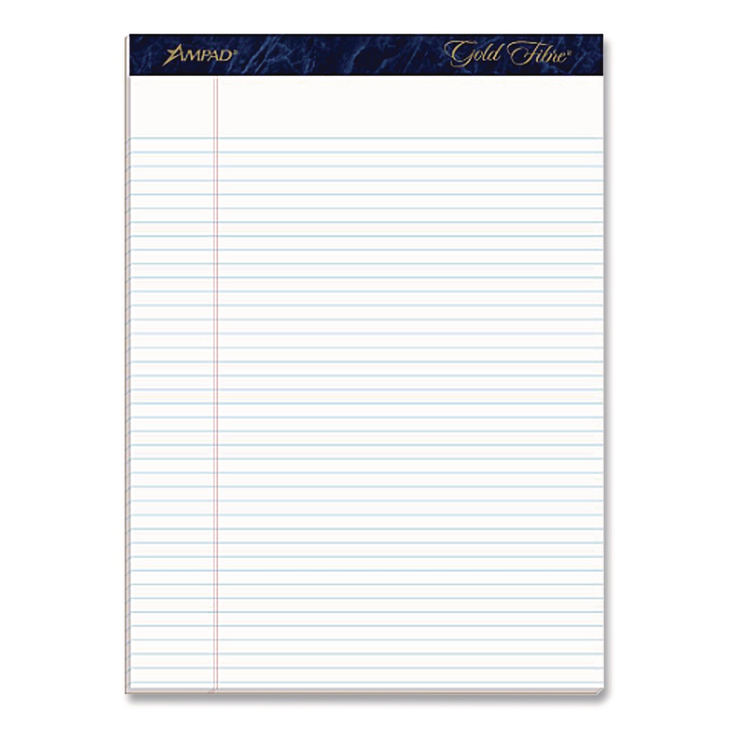 Gold Fibre Writing Pads, Narrow Rule, 50 White 8.5 x 11.75 Sheets, Dozen