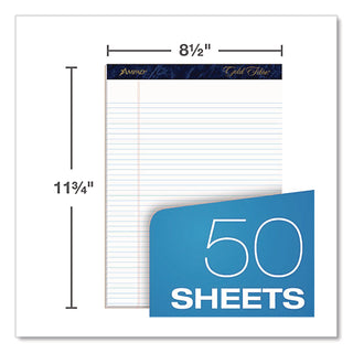 Gold Fibre Writing Pads, Narrow Rule, 50 White 8.5 x 11.75 Sheets, Dozen
