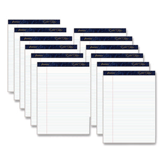 Gold Fibre Writing Pads, Narrow Rule, 50 White 8.5 x 11.75 Sheets, Dozen