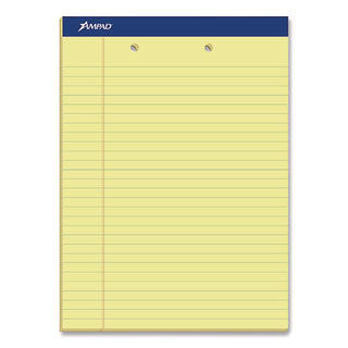Perforated Writing Pads, Wide/Legal Rule, 50 Canary-Yellow 8.5 x 11.75 Sheets, Dozen