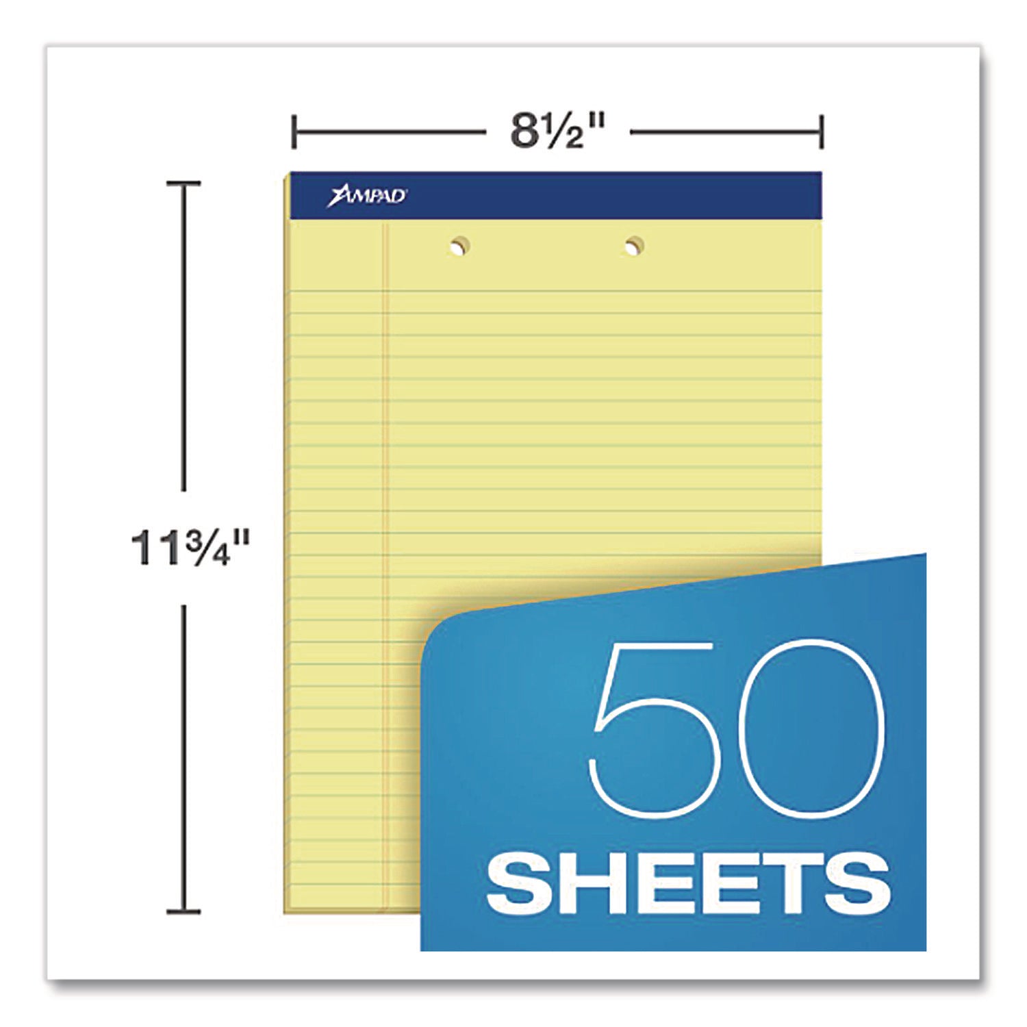 Ampad Perforated Ruled Pads, Sold as 1 Dozen, 12 Each per Dozen