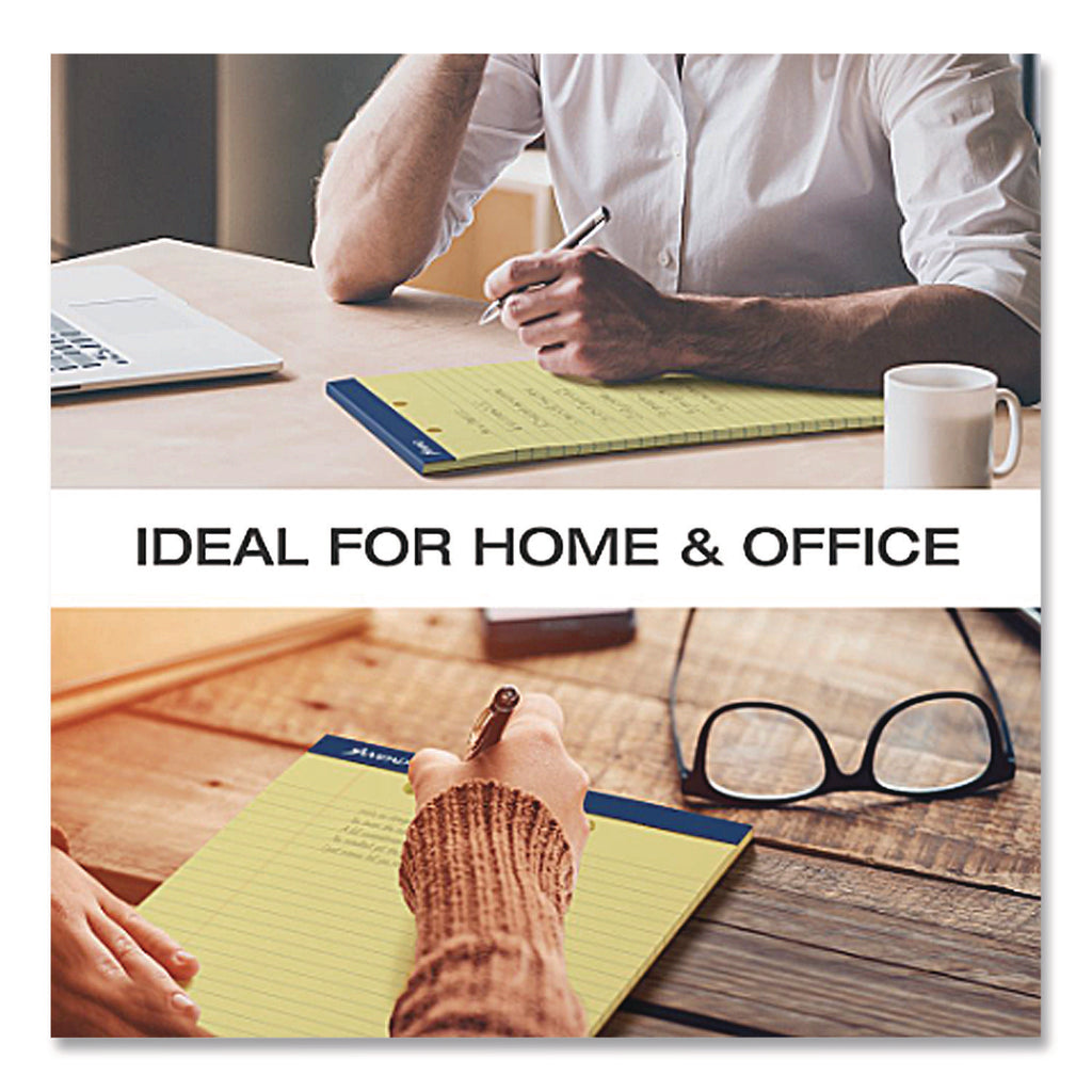 Perforated Writing Pads, Wide/Legal Rule, 50 Canary-Yellow 8.5 x 11.75 Sheets, Dozen