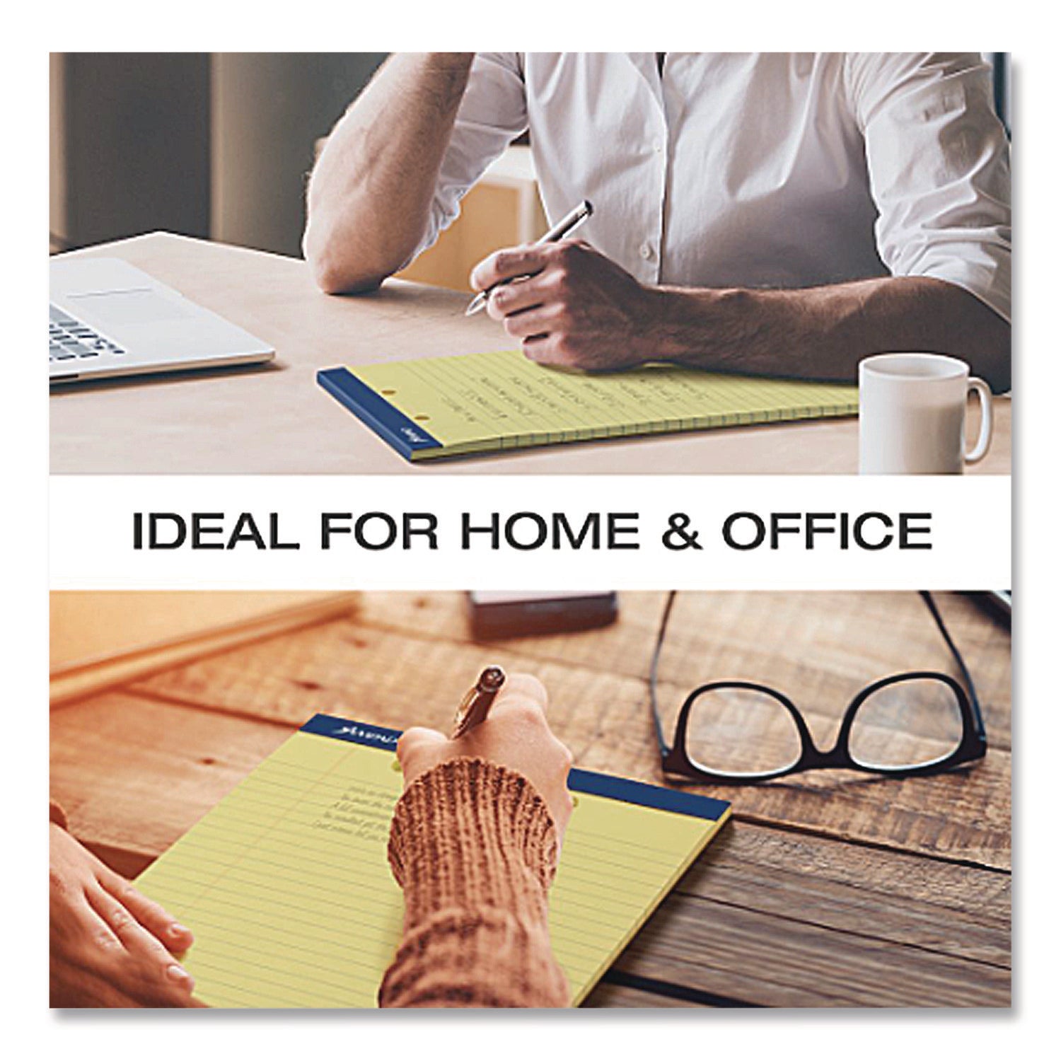 Perforated Writing Pads, Wide/Legal Rule, 50 Canary-Yellow 8.5 x 11.75 Sheets, Dozen