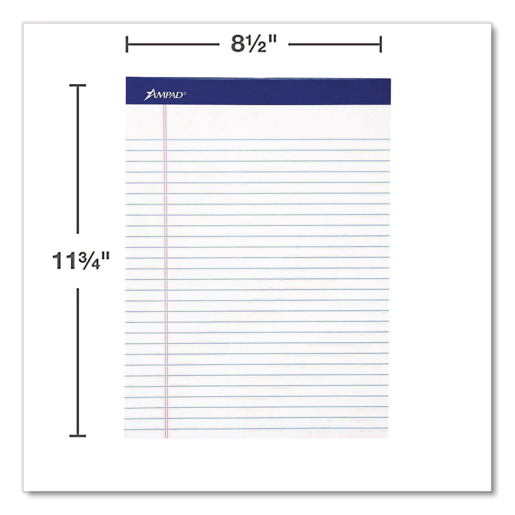 Perforated Writing Pads, Wide/Legal Rule, 50 White 8.5 x 11.75 Sheets, Dozen