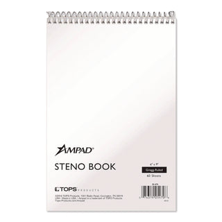 Steno Pads, Gregg Rule, White Cover, 60 Green-Tint 6 x 9 Sheets