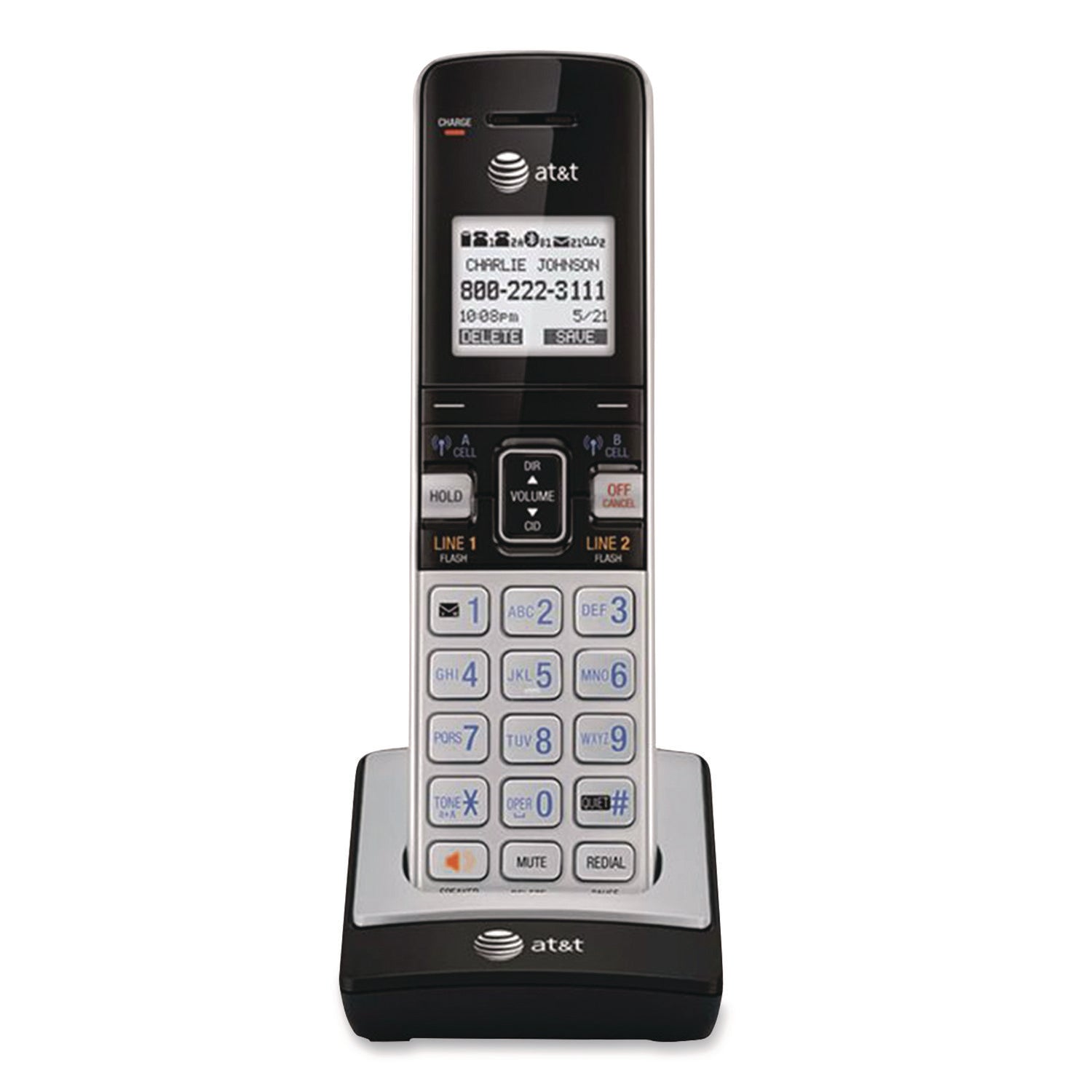 Connect to Cell TL86103 Two-Line Corded/Cordless Phone, Corded Base Station and 1 Additional Handset, Black/Silver