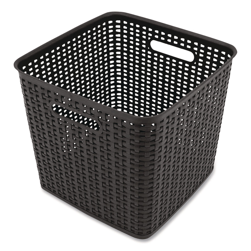 Plastic Weave Bin, Extra Large, 12.6" x 11.1" x 16.6", Black