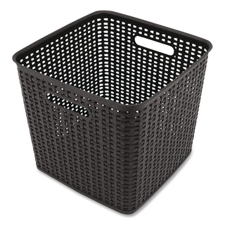 Plastic Weave Bin, Extra Large, 12.6" x 11.1" x 16.6", Black