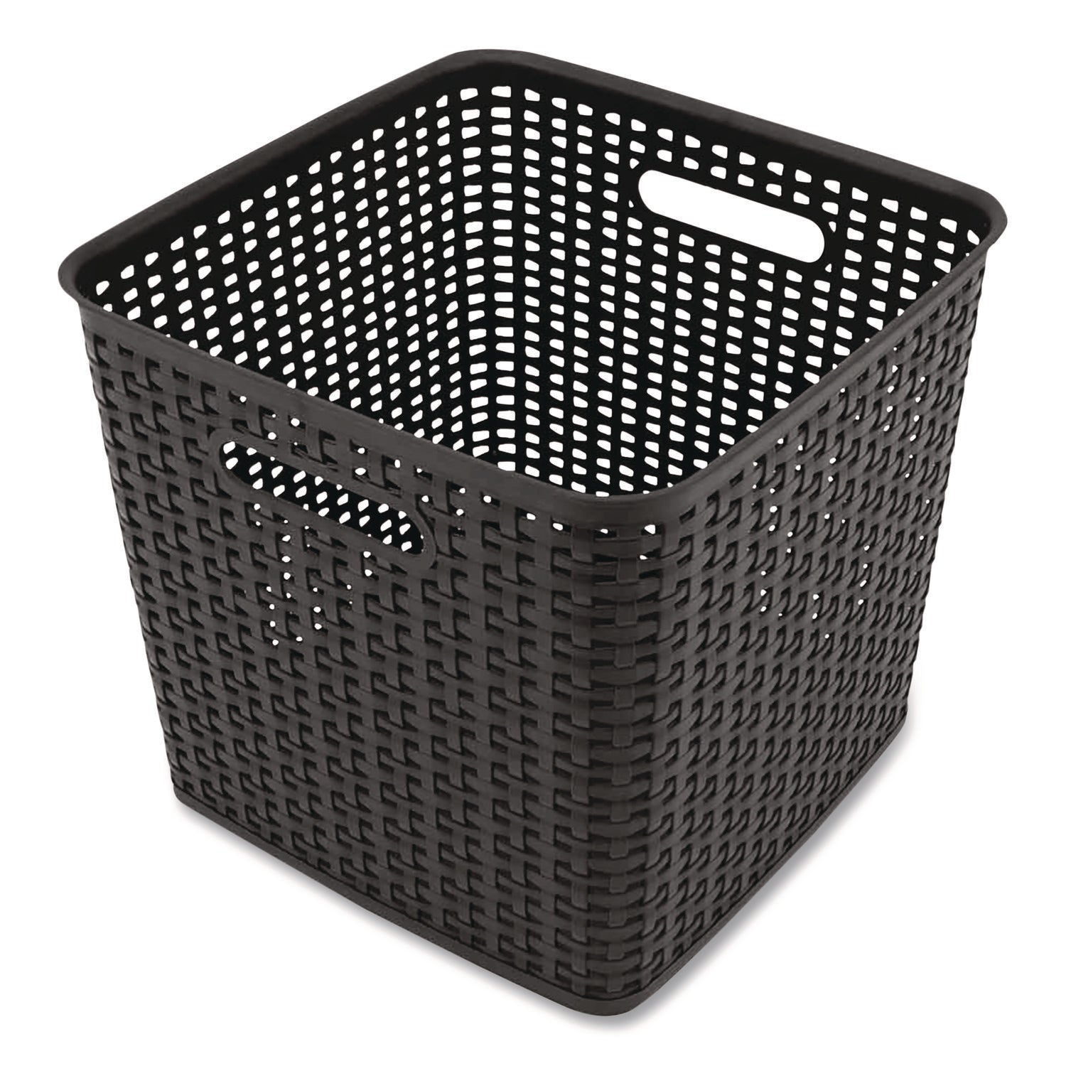 Plastic Weave Bin, Extra Large, 12.6" x 11.1" x 16.6", Black