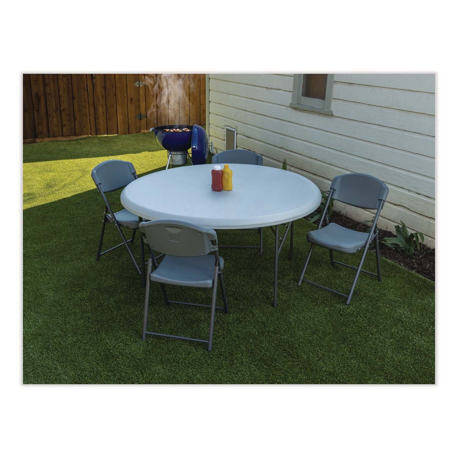IndestrucTable Classic Folding Table, Round, 60" x 29", Platinum