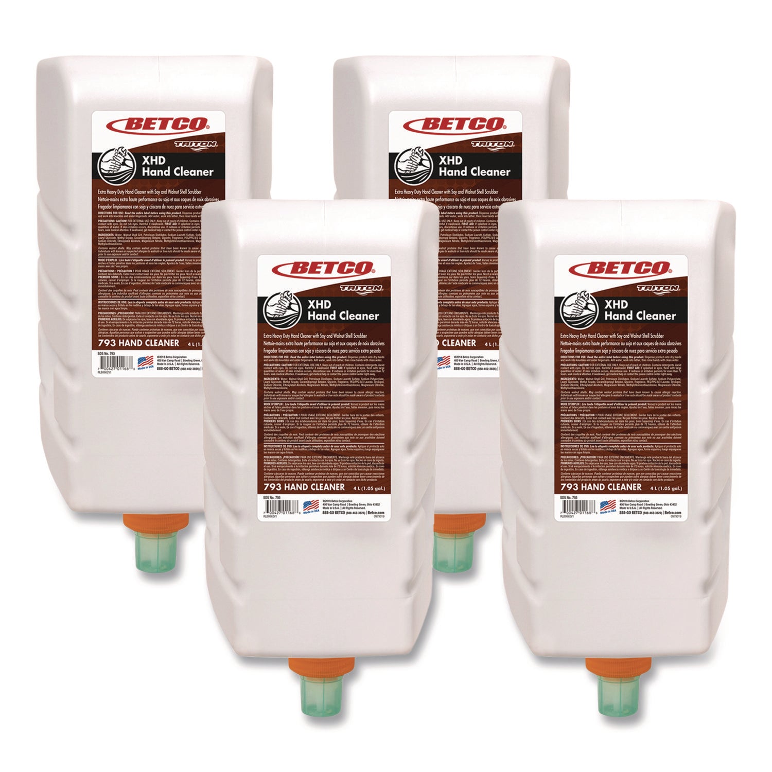 XHD Hand Cleaner, Fresh, 4 L Refill Cartridge, 4/Carton