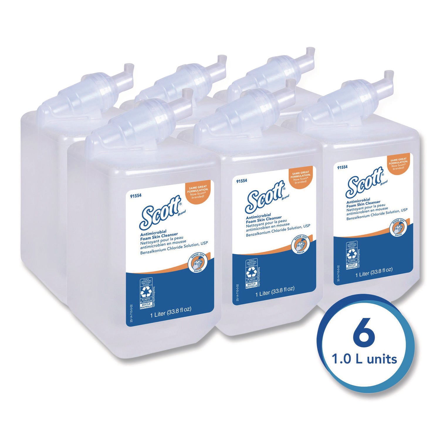Antimicrobial Foam Skin Cleanser, Fresh Scent, 1,000 mL Bottle, 6/Carton