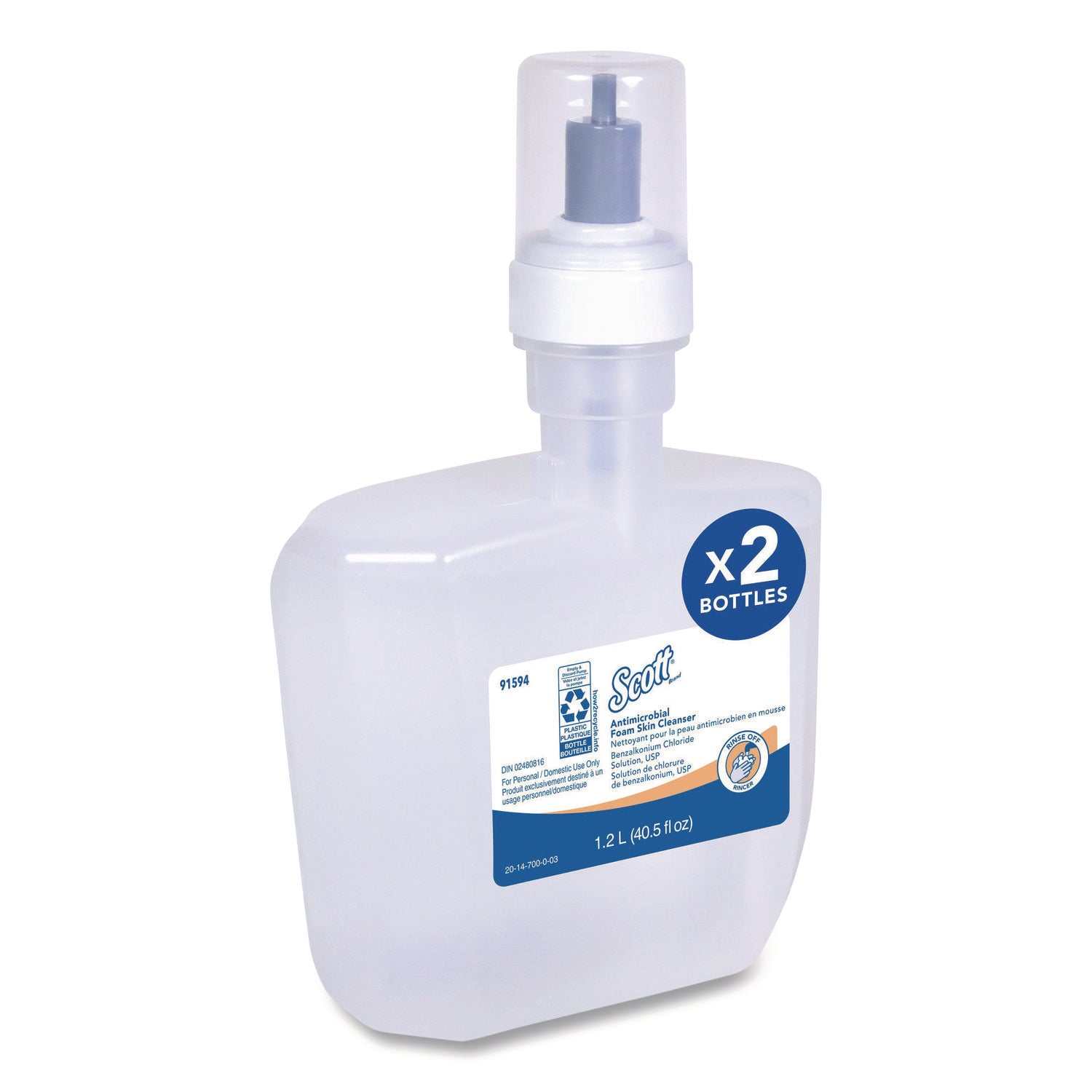 Antimicrobial Foam Skin Cleanser, Fresh Scent, 1,200 mL, 2/Carton