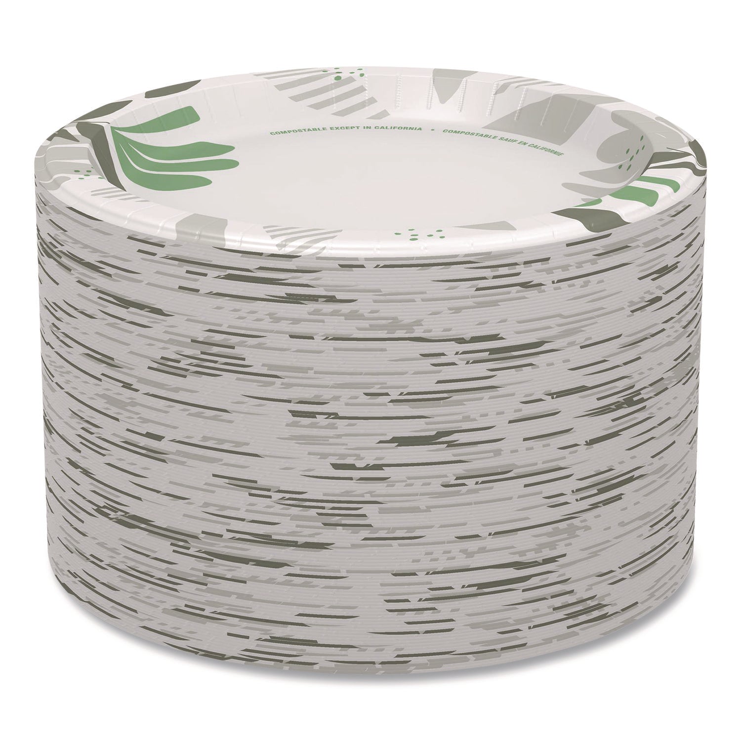 Pathways Soak Proof Shield Heavyweight Paper Plates, 10.13" dia, Green/Burgundy, 125/Pack