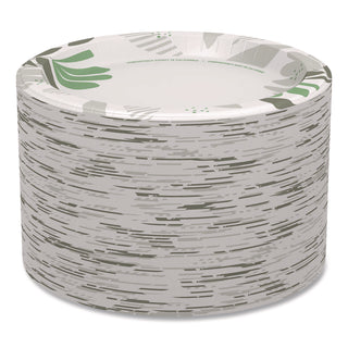Pathways Soak Proof Shield Heavyweight Paper Plates, 10.13" dia, Green/Burgundy, 125/Pack