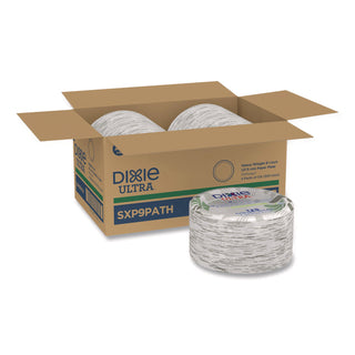 Pathways Soak Proof Shield Heavyweight Paper Plates, WiseSize, 8.5" dia, Green/Burgundy, 500/Carton