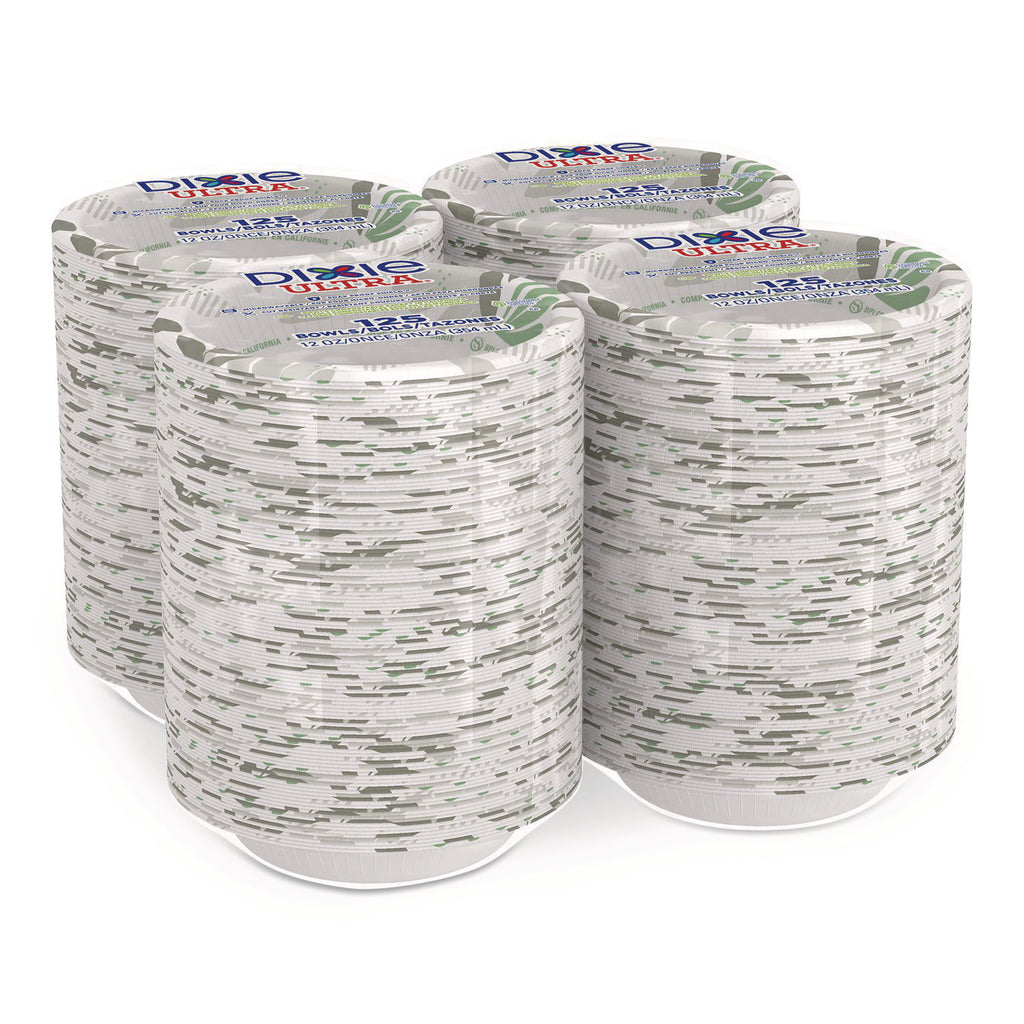 Pathways with Soak Proof Shield Heavyweight Paper Bowls, WiseSize, 12 oz, Green/Burgundy, 500/Carton